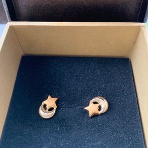 18K Real Yellow Gold Earrings